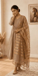 Beige Mulmul Kurta Set