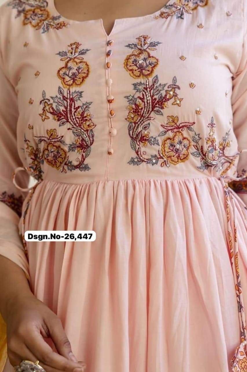 Blush Ethnic Block Print Cotton Kurta Set with Border Dupatta