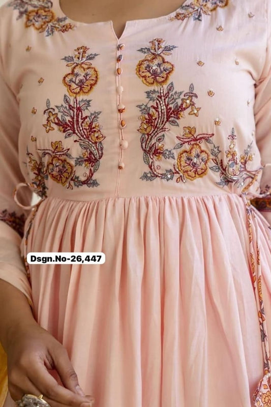 Blush Ethnic Block Print Cotton Kurta Set with Border Dupatta