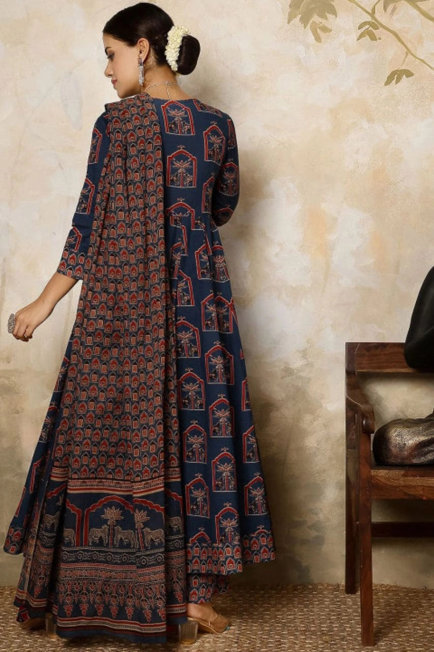 Navy Blue Anarkali Kurti Set