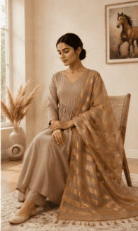 Beige Mulmul Kurta Set