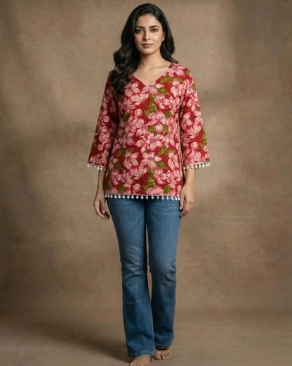 Blush Bloom Floral Cotton Top