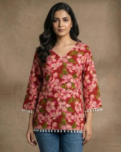 Blush Bloom Floral Cotton Top