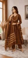 Brown Mulmul Kurta Set