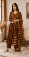 Brown Mulmul Kurta Set