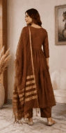 Brown Mulmul Kurta Set