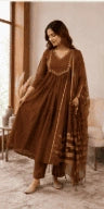 Brown Mulmul Kurta Set