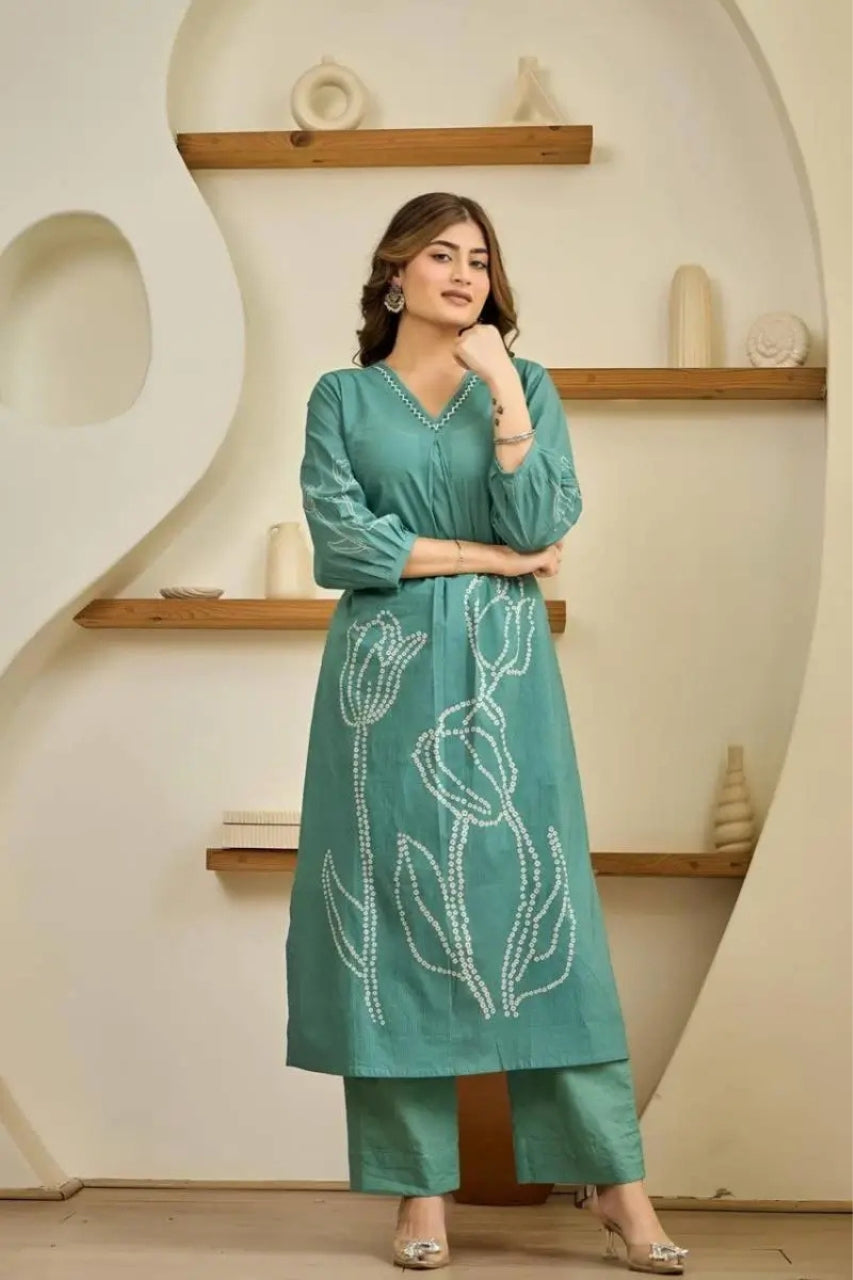 Lavender Floral Embroidered Kurta Set with Dupatta