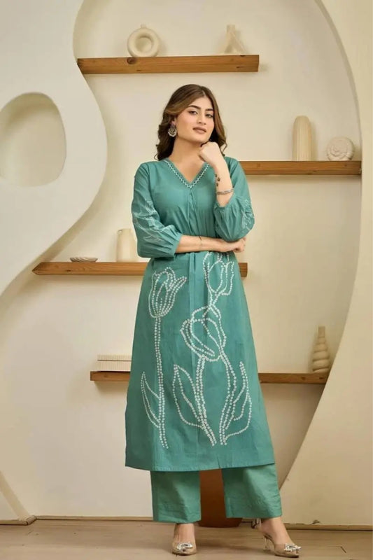 Lavender Floral Embroidered Kurta Set with Dupatta