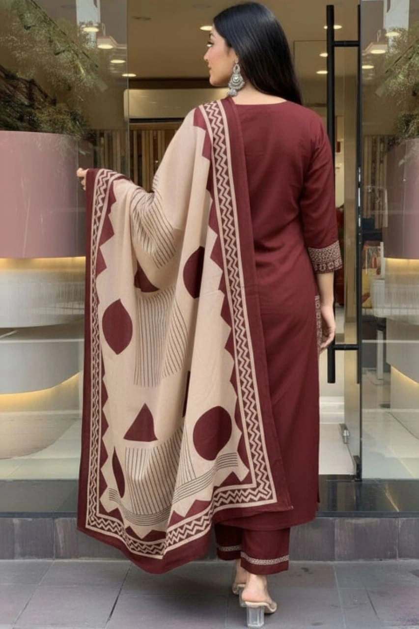 Maroon Embroidered Anarkali Suit Set