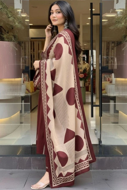 Maroon Embroidered Anarkali Suit Set