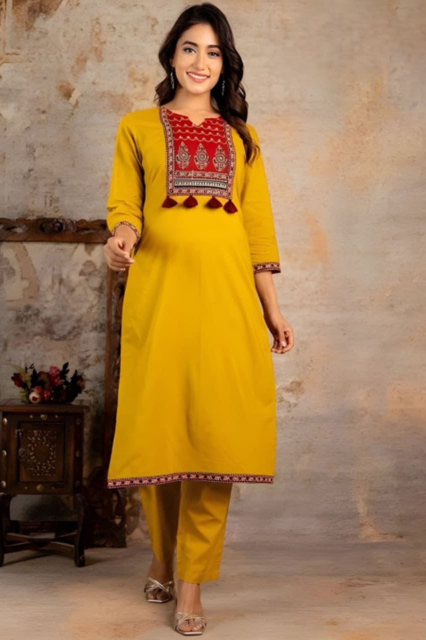 Mustard Jaipuri Printed Suit Set With Premium Dupatta