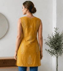 Mustard Leaf Print Kurti