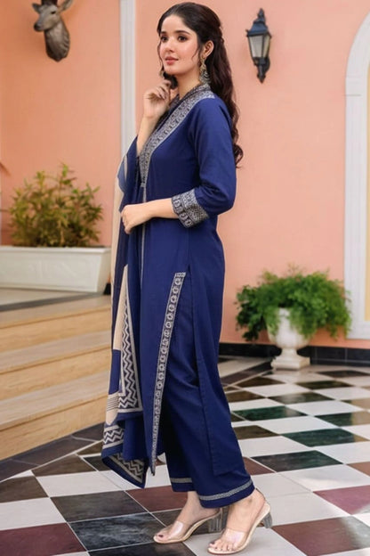Noor Navy Printed Kurta Set with Dupatta