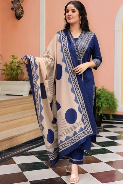 Noor Navy Printed Kurta Set with Dupatta