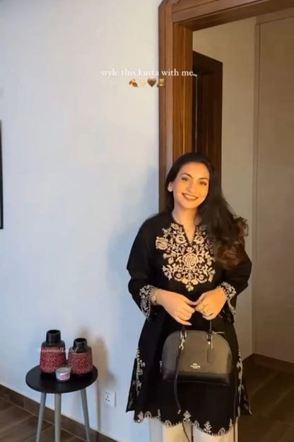 Noir Zari Bloom Embroidered Kurta