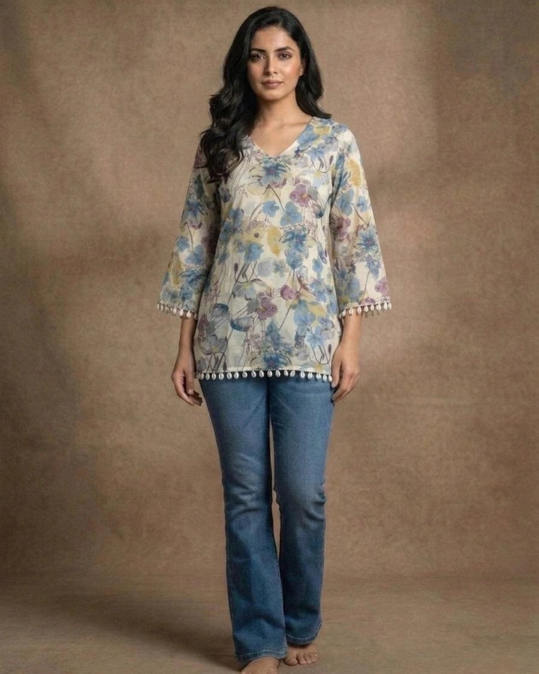 Pastel Floral Printed Tunic Top