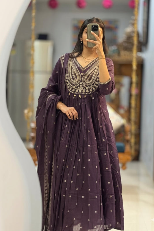 Purple Anarkali Suit with Heavy Embroidery