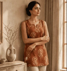 Rust Paisley Cotton Kurti
