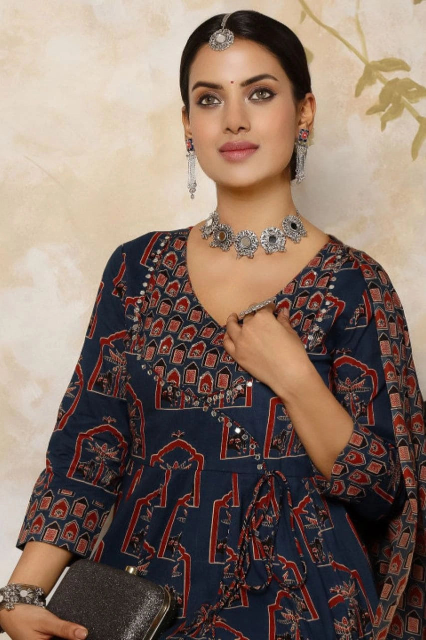 Navy Blue Anarkali Kurti Set