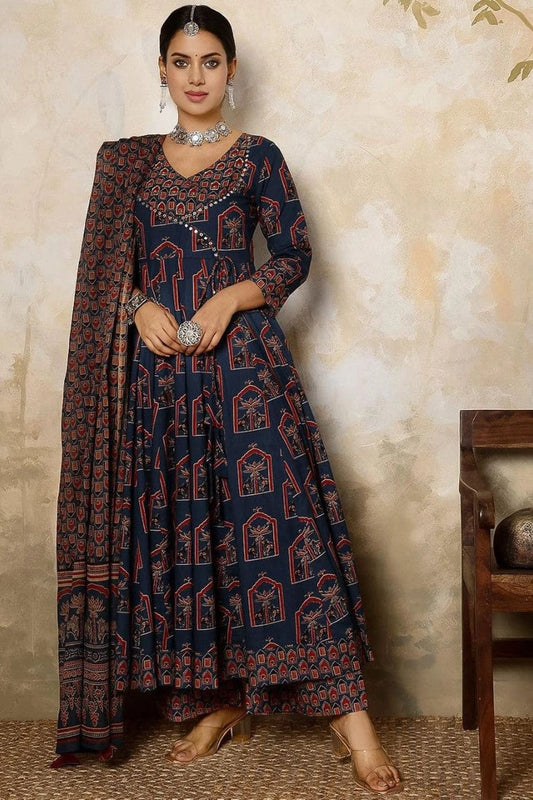 Navy Blue Anarkali Kurti Set
