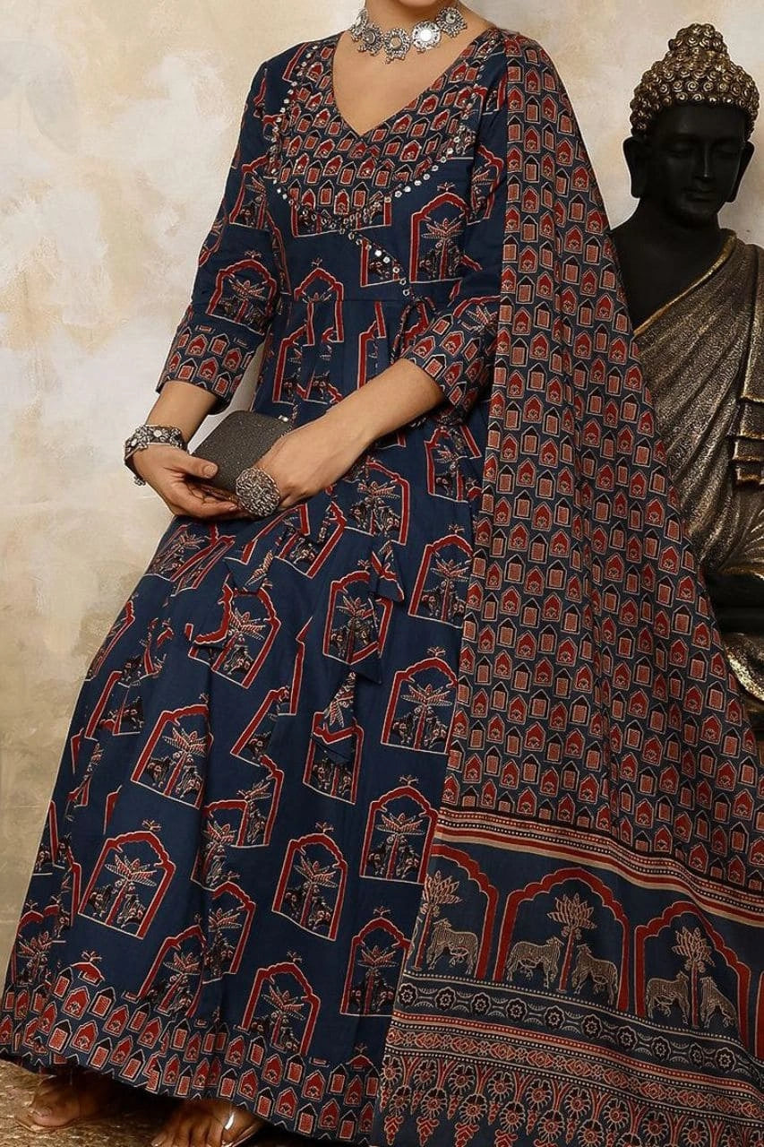 Navy Blue Anarkali Kurti Set