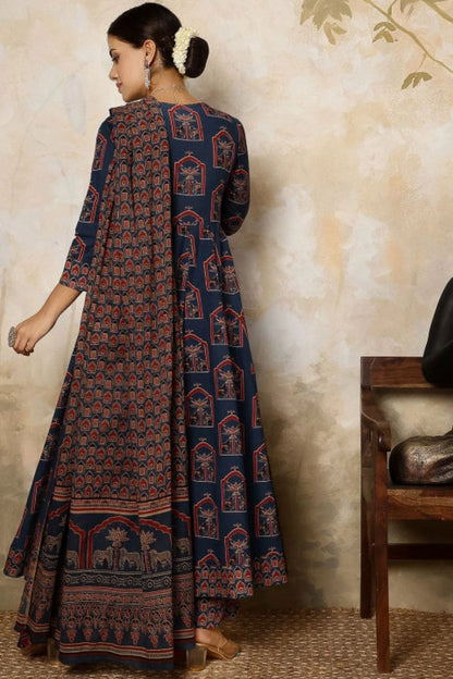 Navy Blue Anarkali Kurti Set